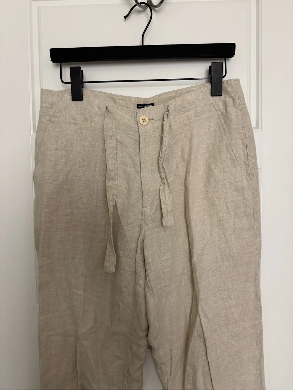 Beige Linen Drawstring Men’s Pants Beachcomber Island Company Size Small